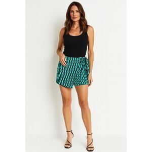 DVF Diane Von Furstenberg x Target Green Pattern Waist Tie Skorts  Women's Sz XS